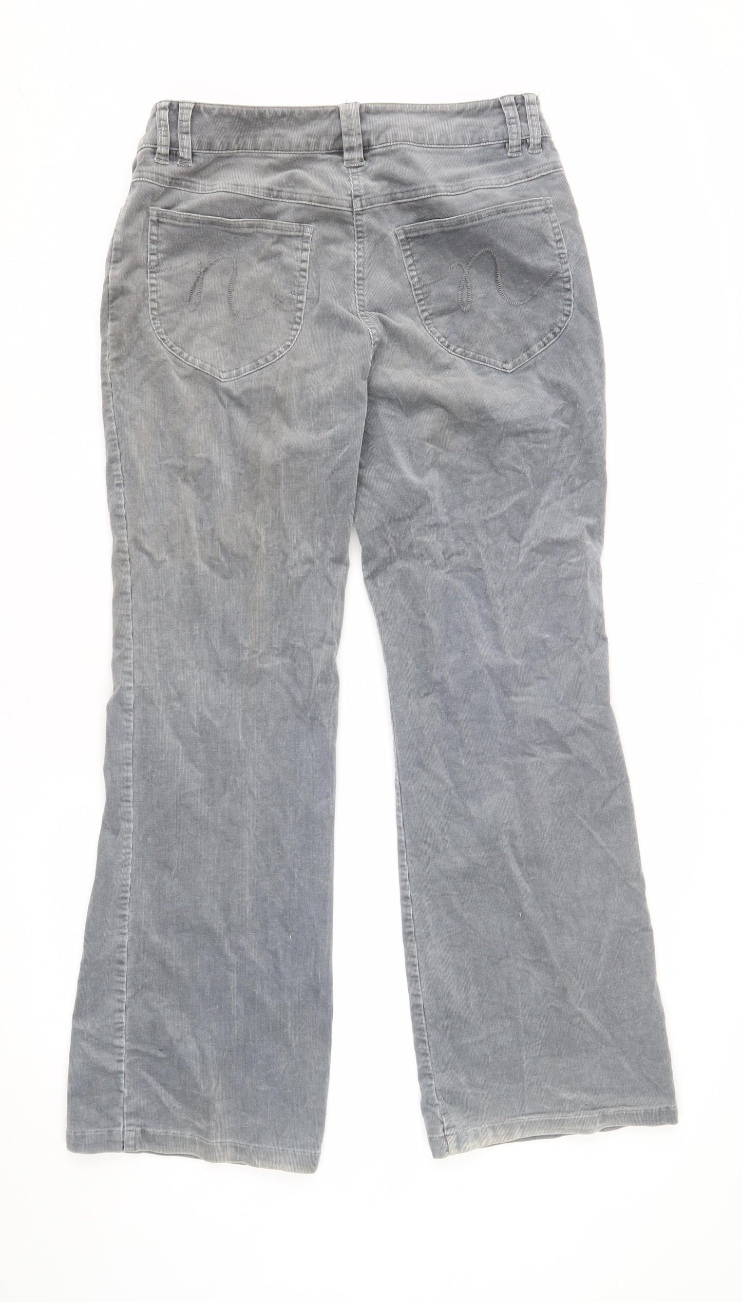 Next Women's Grey Corduroy Petite Trousers Size 10