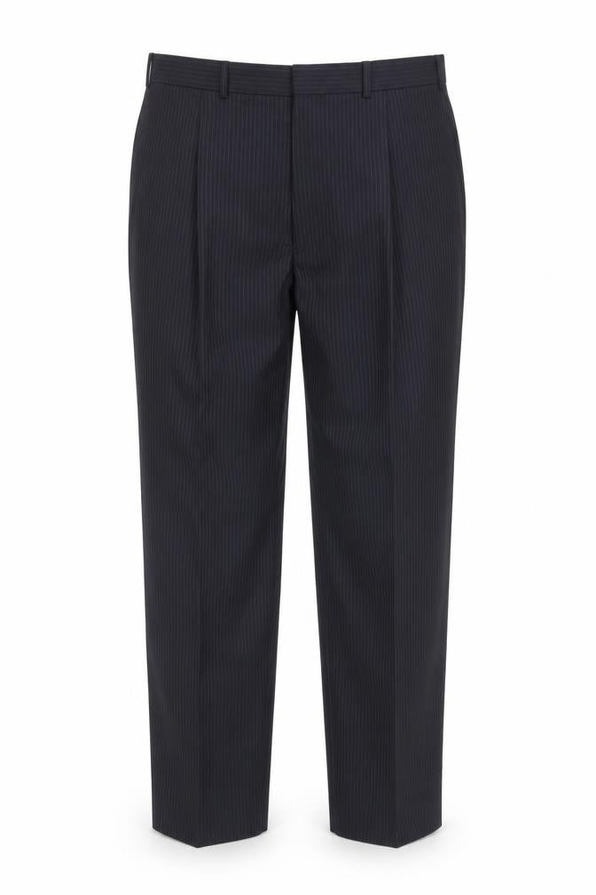 Front view of Marks & Spencer Men's Blue Striped Dress Pants