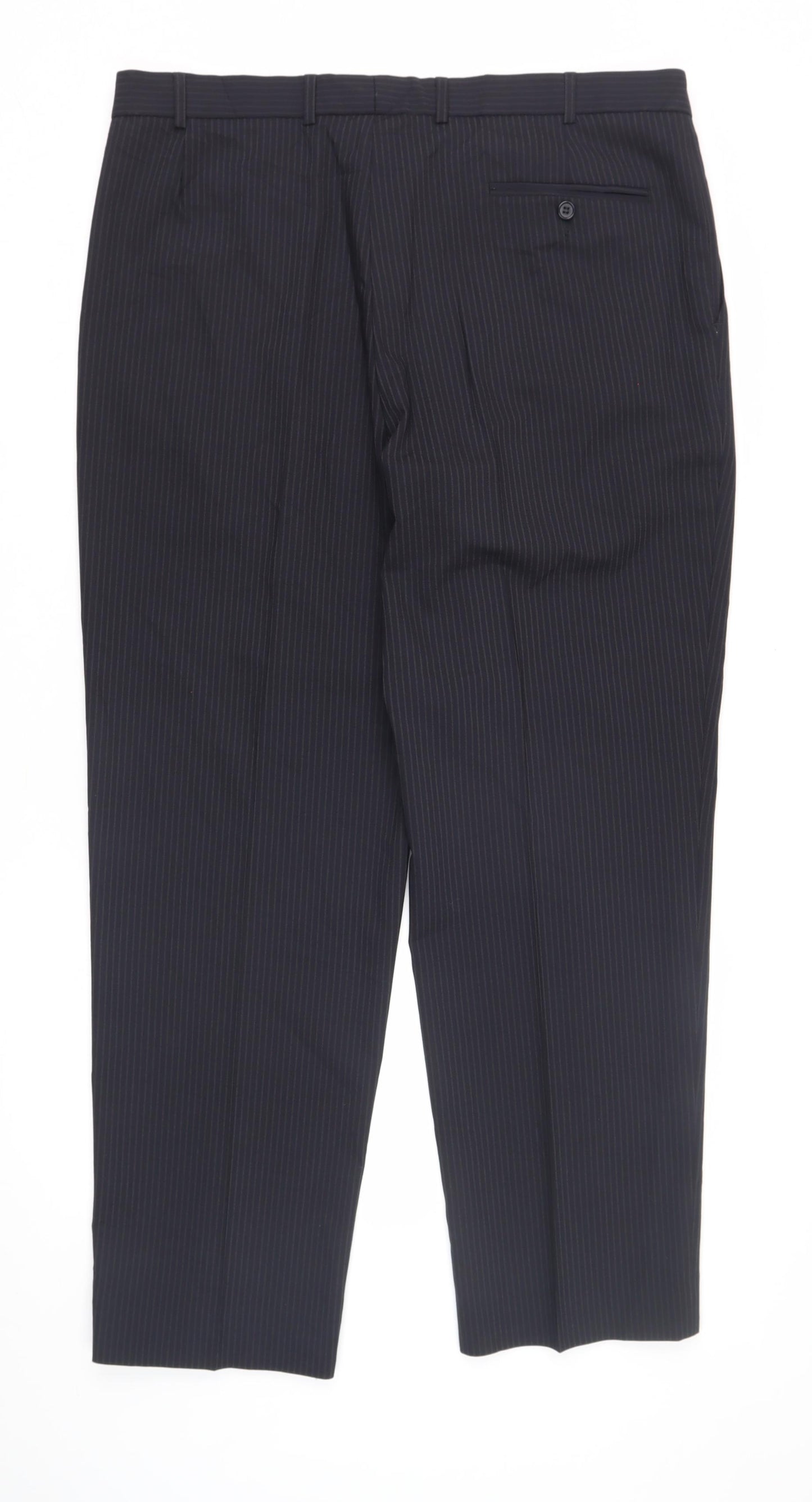 Marks and Spencer Men's Blue Striped Dress Pants