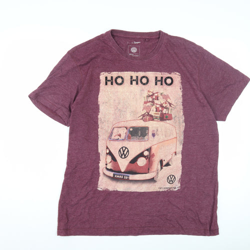 George Men's Purple Christmas T-Shirt, L, Graphic Print