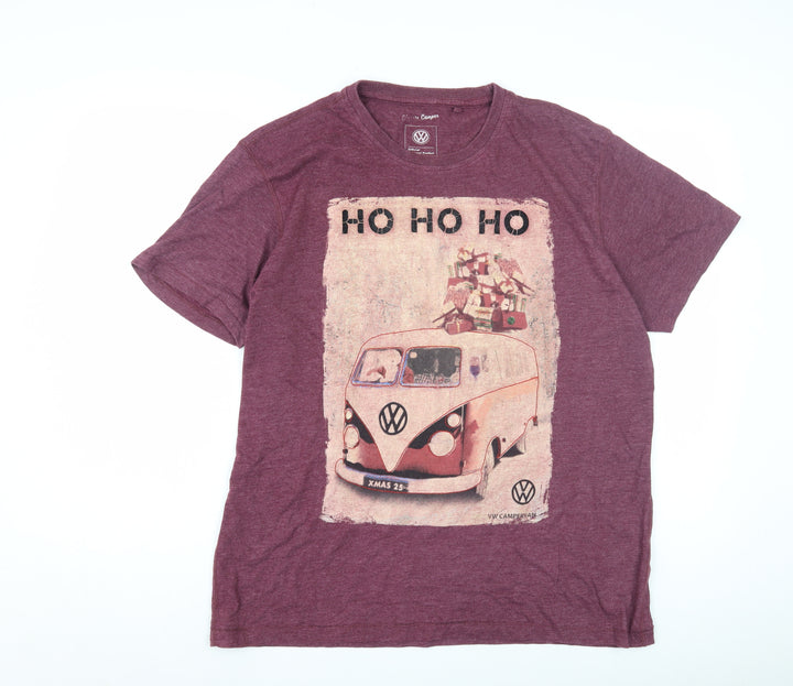 George Men's Purple Christmas T-Shirt, L, Graphic Print