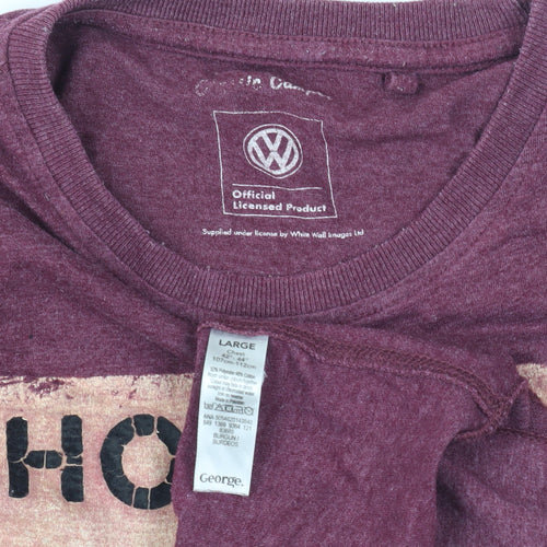 George Men's Purple Christmas T-Shirt, L, Graphic Print