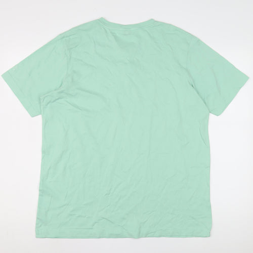 Cotton Traders Men's Green Henley T-Shirt Large