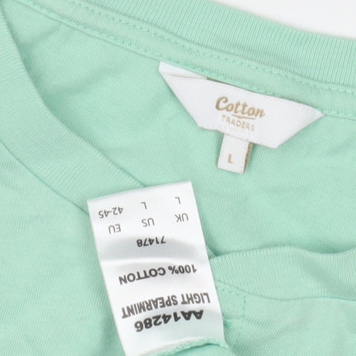 Cotton Traders Men's Green Henley T-Shirt Large