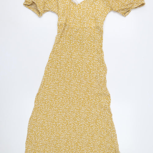 New Look Women's Yellow Floral A-Line Midi Dress