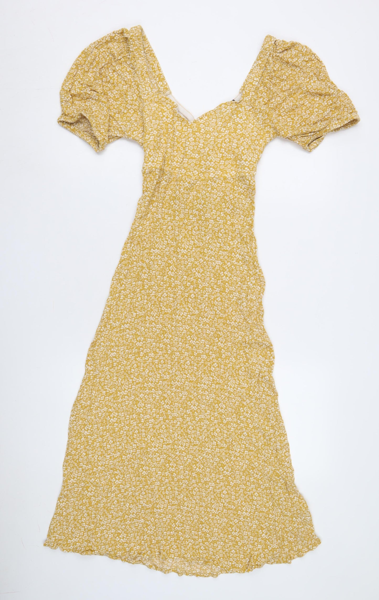 New Look Women's Yellow Floral A-Line Midi Dress