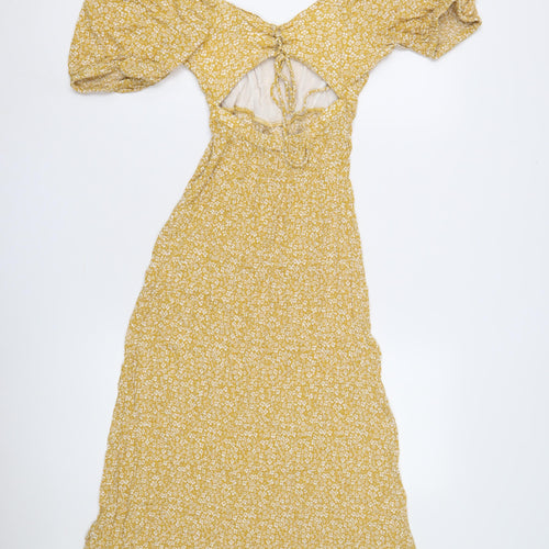 New Look Women's Yellow Floral A-Line Midi Dress