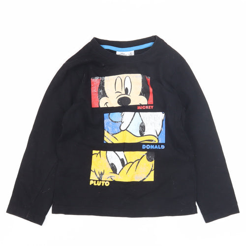 Disney Boys Black Mickey Mouse T-Shirt, 5 Years, Long Sleeve