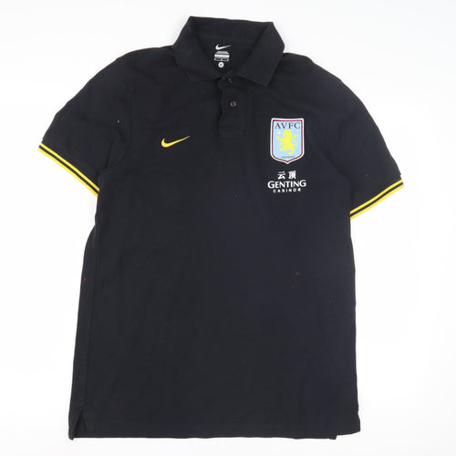 Nike Men's Black Polo Shirt - Medium, Football Theme