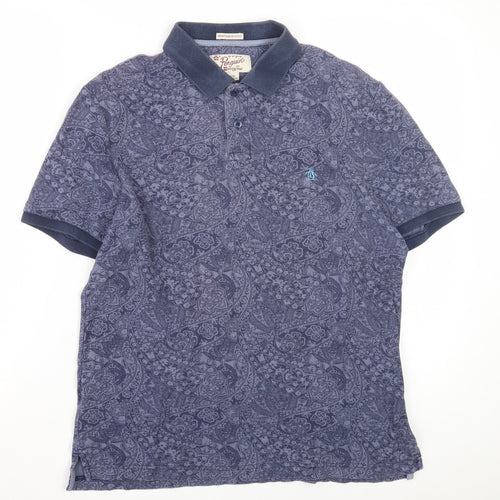 Penguin Men's Blue Paisley Polo Shirt Medium