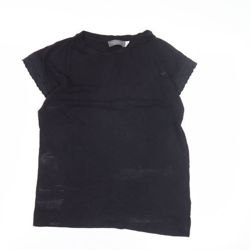 Mint Velvet Women's Black XS Crochet Accent T-Shirt