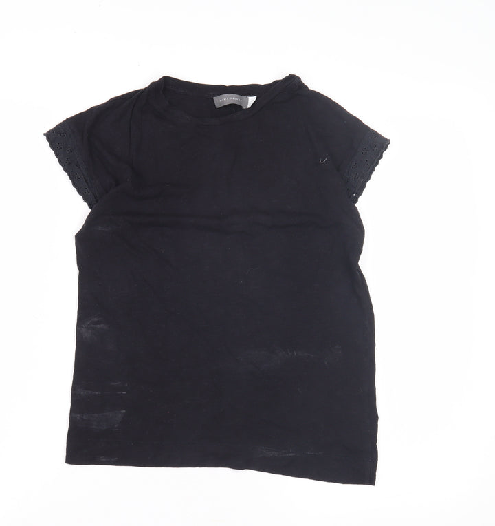 Mint Velvet Women's Black XS Crochet Accent T-Shirt