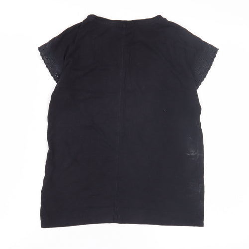 Mint Velvet Women's Black XS Crochet Accent T-Shirt