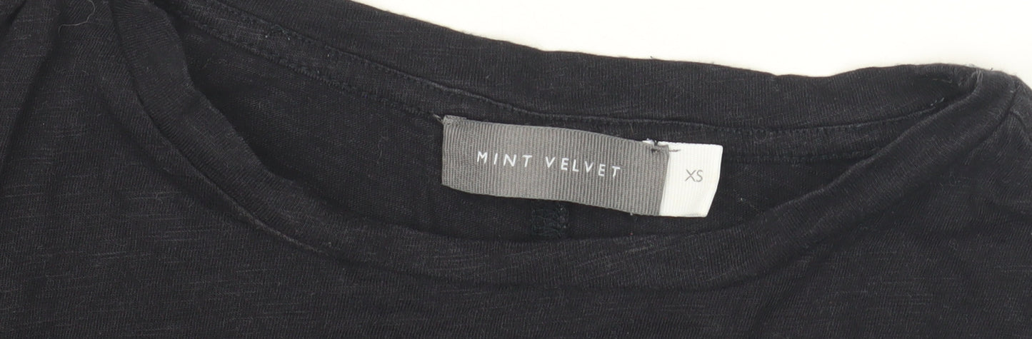 Mint Velvet Women's Black XS Crochet Accent T-Shirt