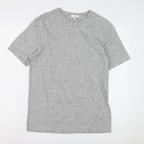 Reiss Mens Grey Striped Crew Neck T-Shirt M