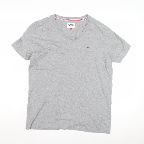Tommy Jeans Men's Grey V-Neck T-Shirt M