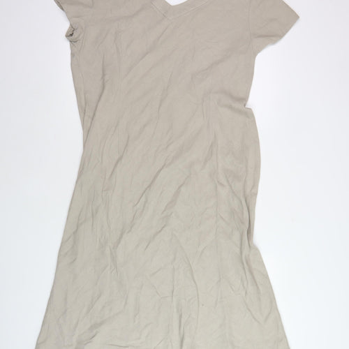 East Women's Beige Linen Viscose Dress Size 16