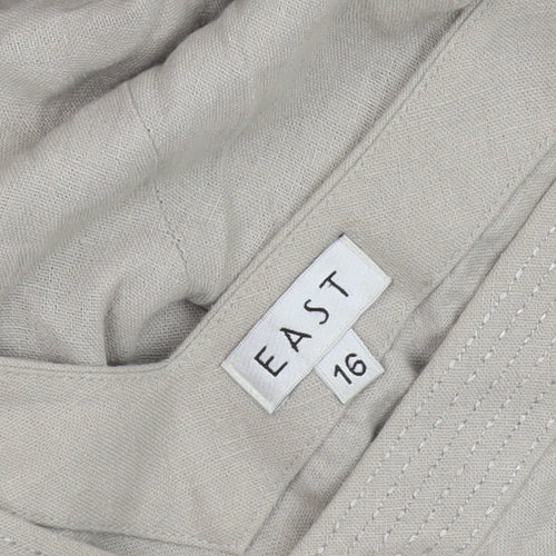 East Women's Beige Linen Viscose Dress Size 16