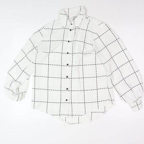 Dorothy Perkins Women's White Check Button-Up Shirt Petite