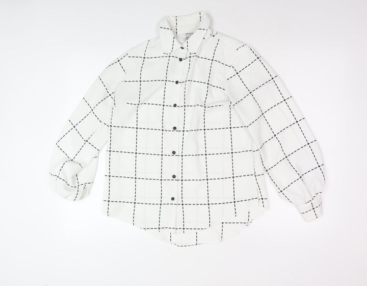 Dorothy Perkins Women's White Check Button-Up Shirt Petite