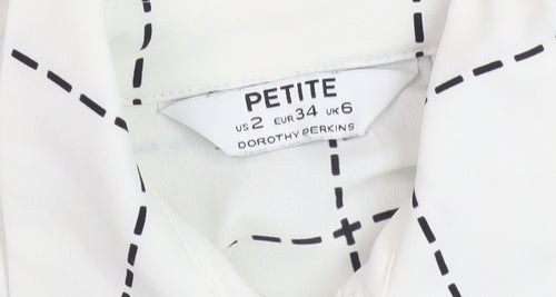 Dorothy Perkins Women's White Check Button-Up Shirt Petite