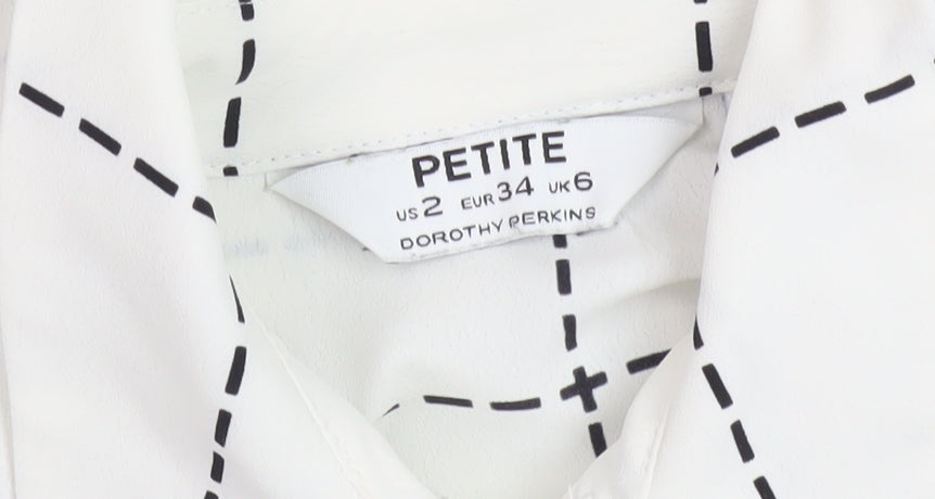 Dorothy Perkins Women's White Check Button-Up Shirt Petite