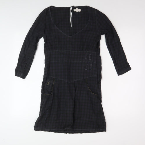 Wrangler Women's Black S Check Dress V-Neck Long Sleeve