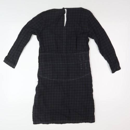 Wrangler Women's Black S Check Dress V-Neck Long Sleeve
