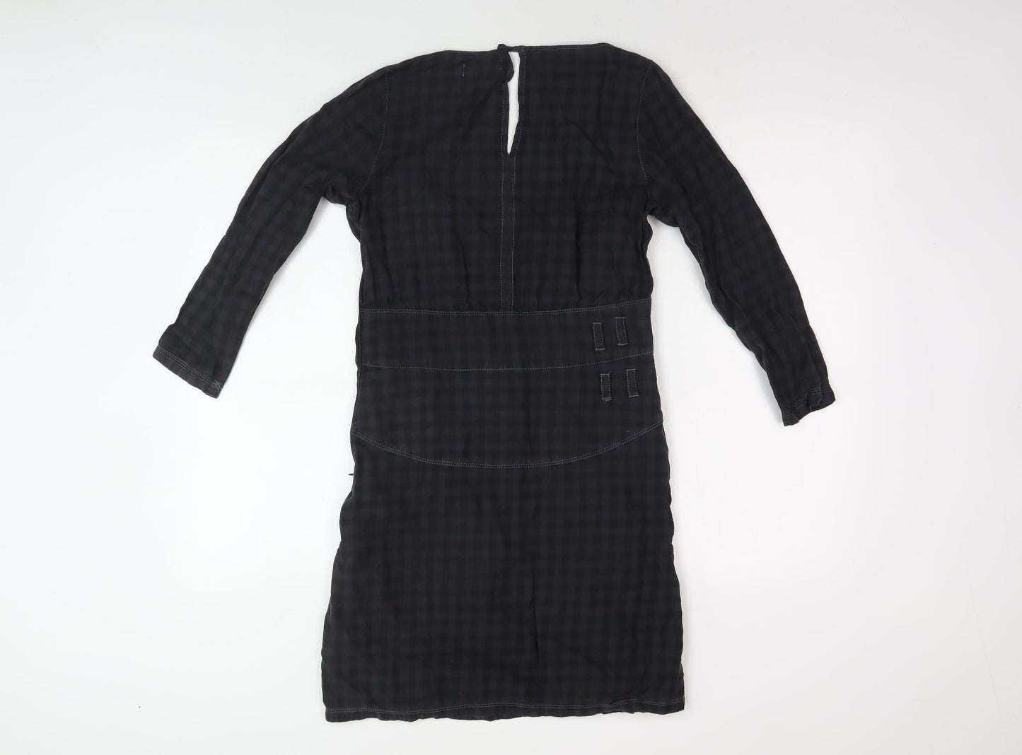Wrangler Women's Black S Check Dress V-Neck Long Sleeve