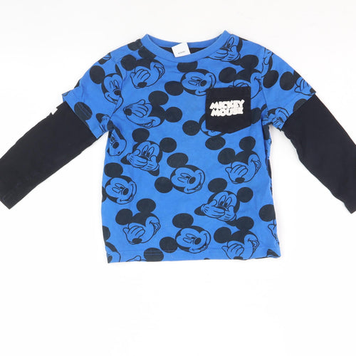 Disney Mickey Mouse Unisex Blue T-Shirt 2-3 Years