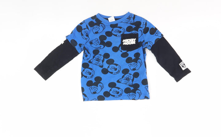 Disney Mickey Mouse Unisex Blue T-Shirt 2-3 Years