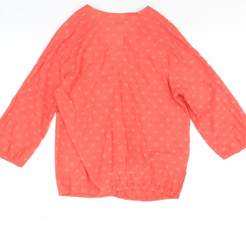 Wallis Women's Orange Polka Dot V-Neck Blouse, M