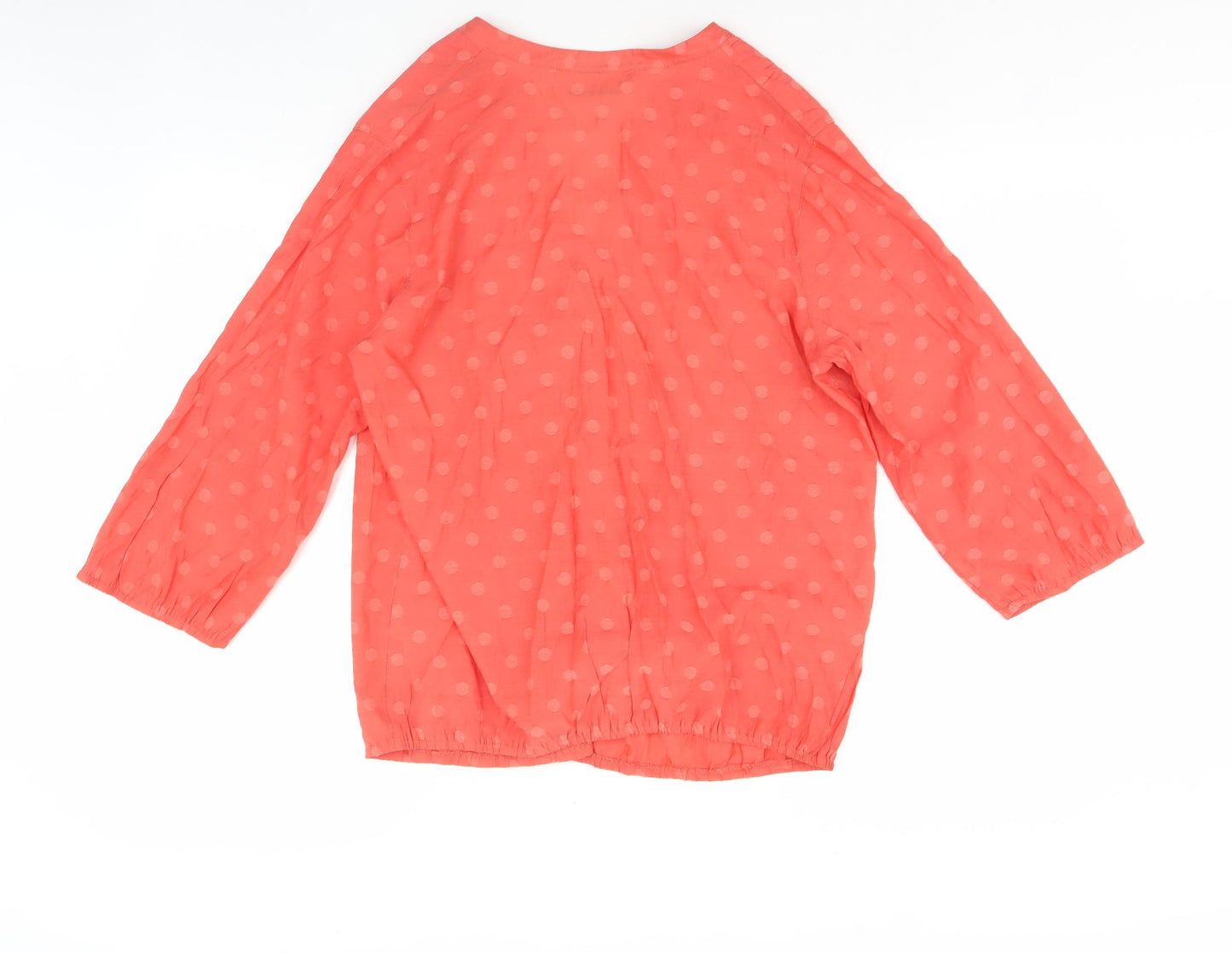 Wallis Women's Orange Polka Dot V-Neck Blouse, M