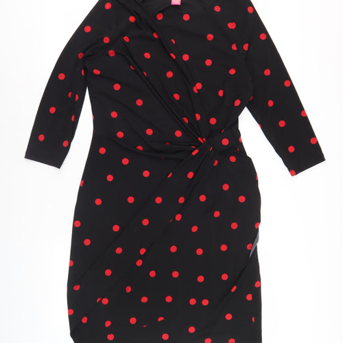 Catherine Malandrino Women's Black Wrap Dress, Size L, Retro Vibe