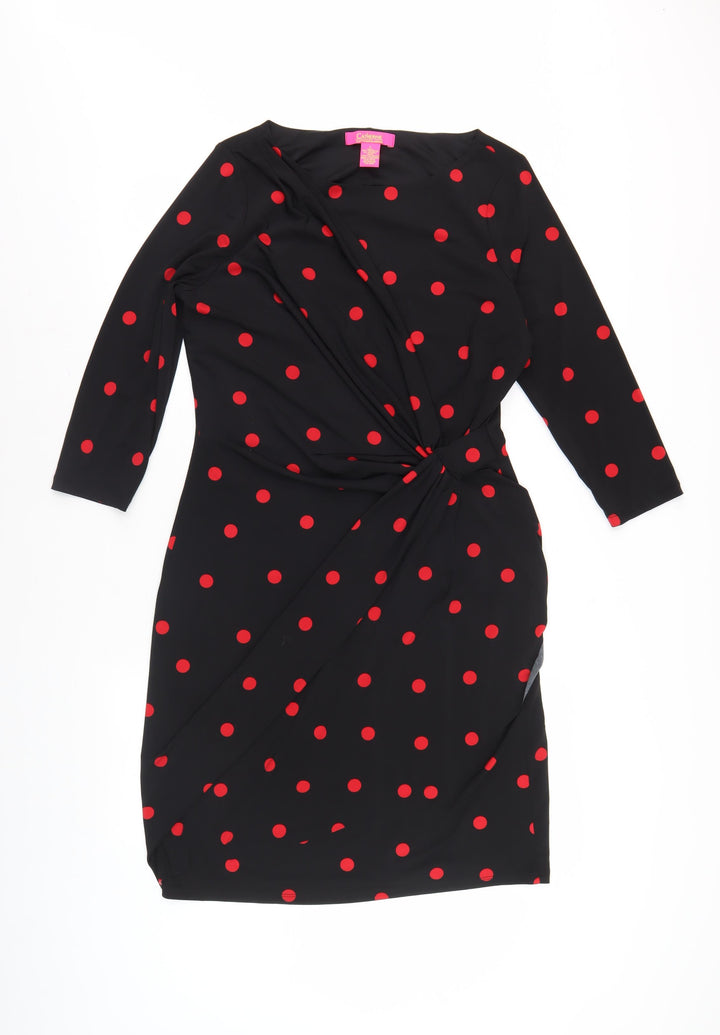 Catherine Malandrino Women's Black Wrap Dress, Size L, Retro Vibe