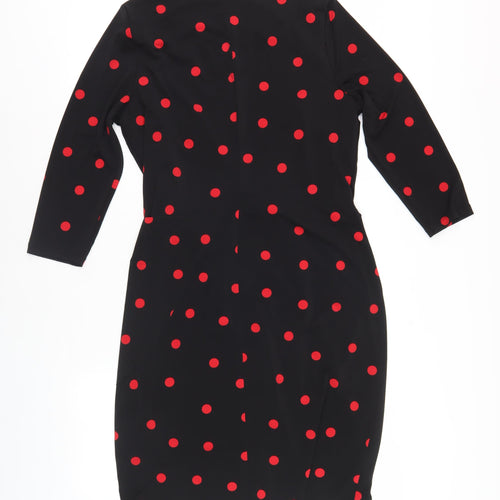 Catherine Malandrino Women's Black Wrap Dress, Size L, Retro Vibe