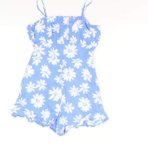 New Look Girls Blue Floral Playsuit Size 12 Years