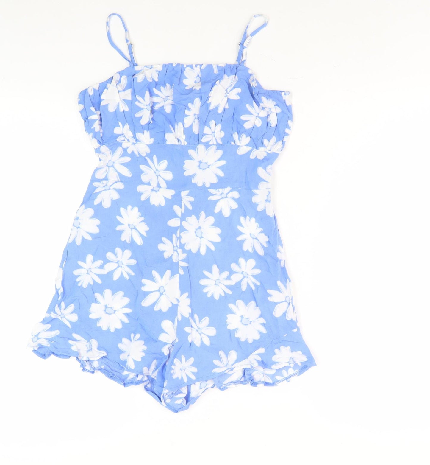 New Look Girls Blue Floral Playsuit Size 12 Years