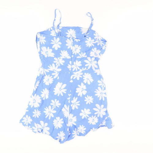 New Look Girls Blue Floral Playsuit Size 12 Years