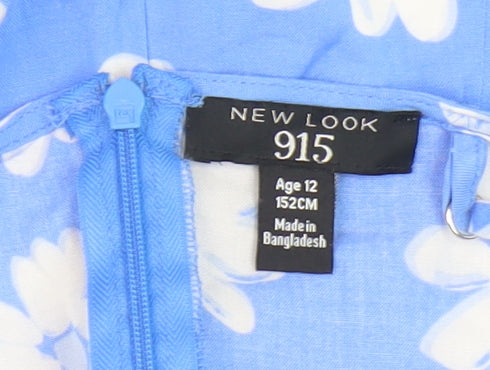 New Look Girls Blue Floral Playsuit Size 12 Years