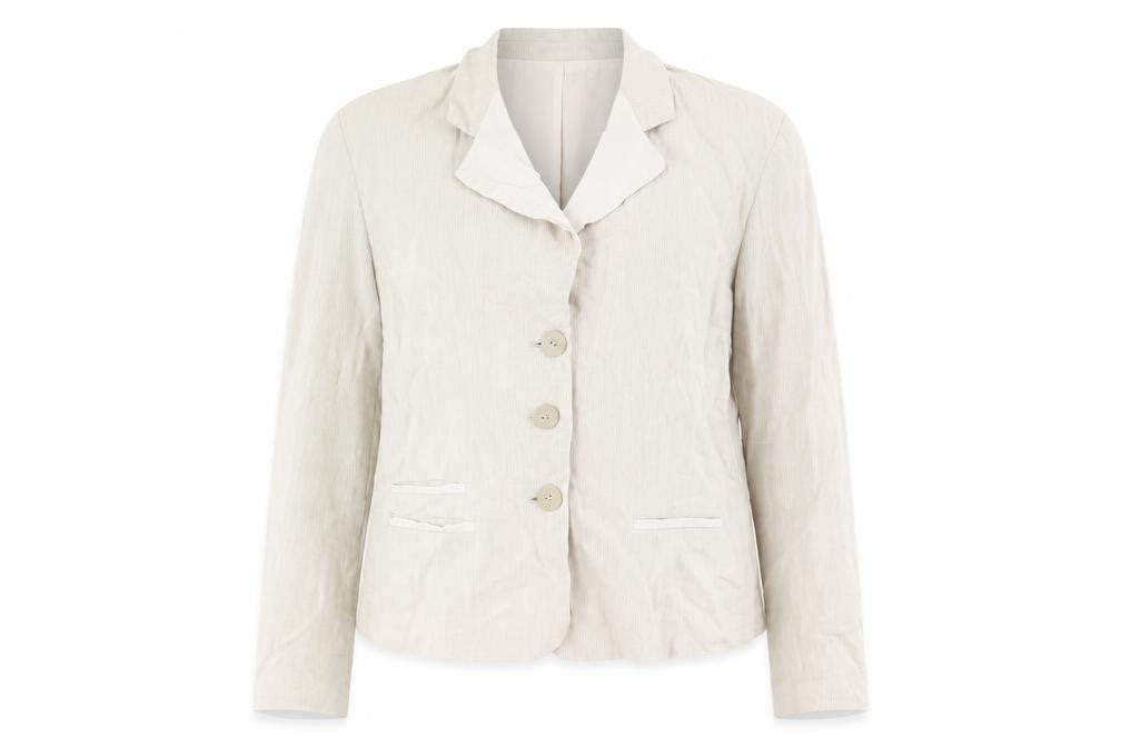 Front view of Aria Women's Beige Linen Suit Jacket, size 16