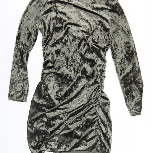 ASOS DESIGN Green Velvet Bodycon Dress, Size 16