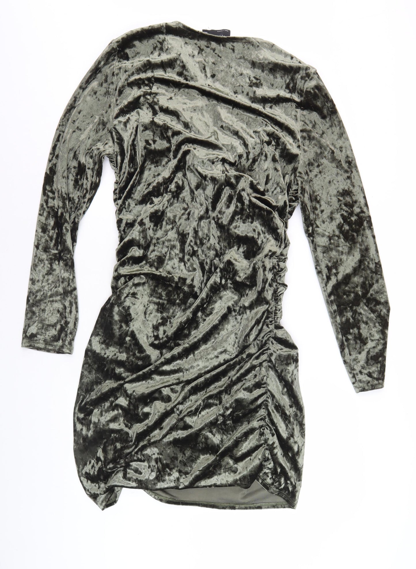 ASOS DESIGN Green Velvet Bodycon Dress, Size 16