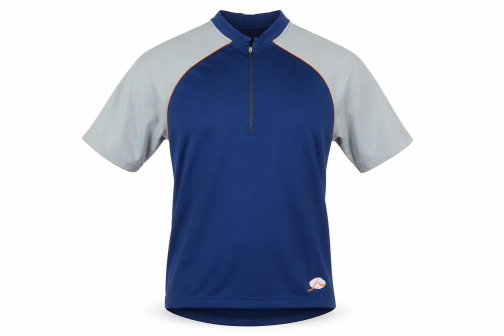 Front view of Mountain Ridge Men's Blue Cycling Jersey L