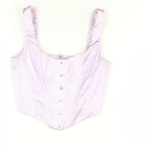 Oh Polly Women's Purple Cropped Corset Style Camisole Top UK 6 Party