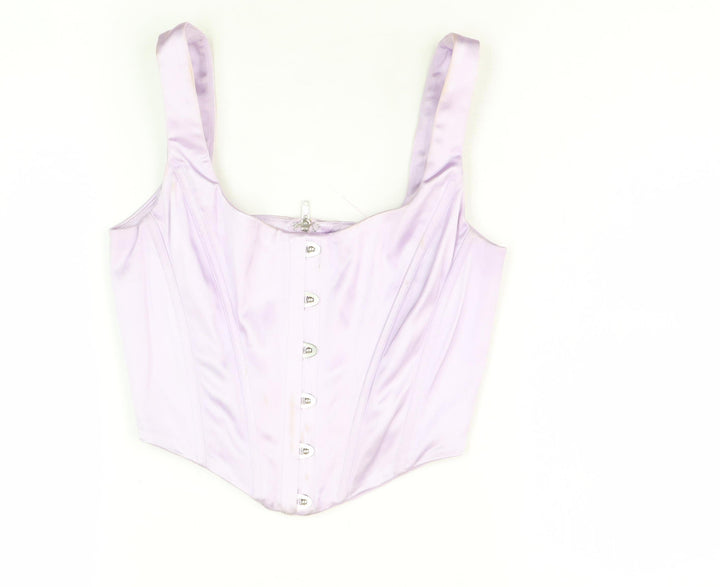 Oh Polly Women's Purple Cropped Corset Style Camisole Top UK 6 Party
