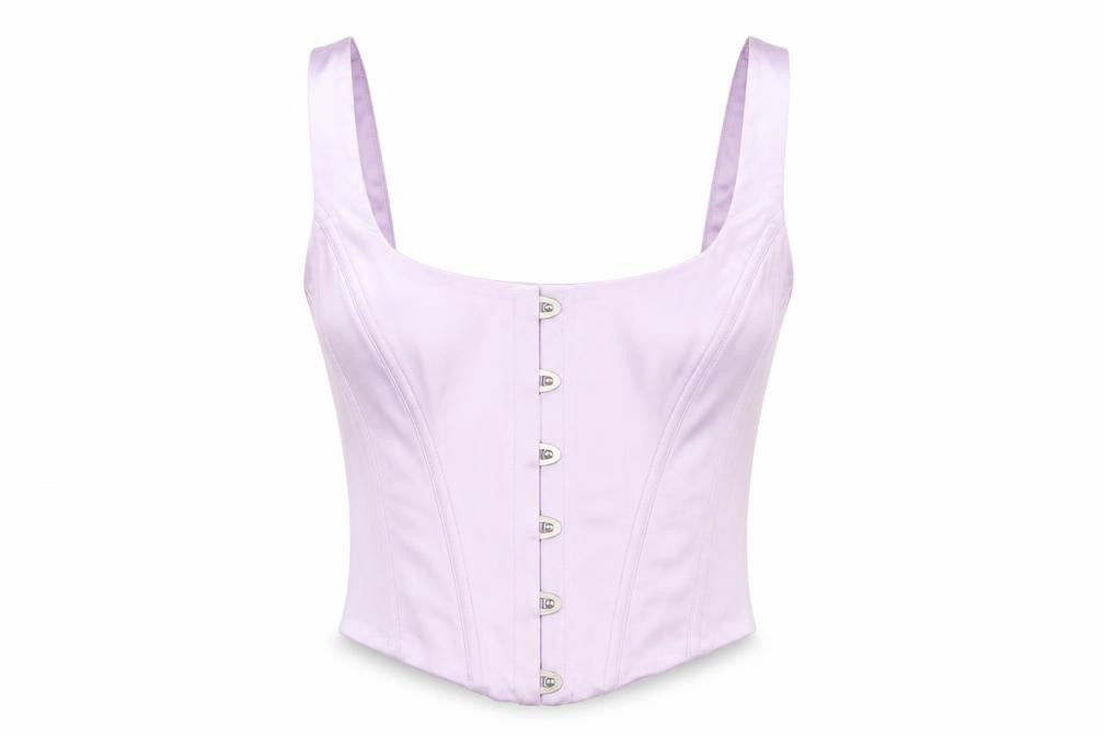 Oh Polly Women's Purple Cropped Corset Style Camisole Top UK 6 Party