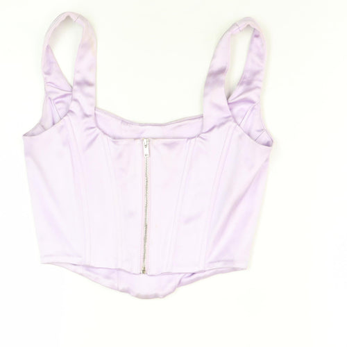 Oh Polly Women's Purple Cropped Corset Style Camisole Top UK 6 Party
