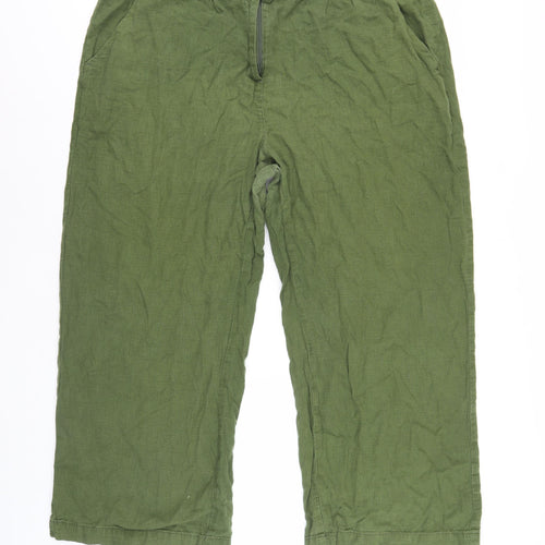 Next Women's Green Linen Trousers Size 18