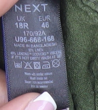 Next Women's Green Linen Trousers Size 18